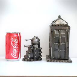 Police Box Recycle Scrap Metal Sculpture, Decoration Items, Geek Valentine Gifts - thumbnail 2