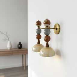 Handmade Marble Wall Sconce - Brass & Natural Stone Light Unique Artisan Lighting - thumbnail 4