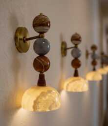 Handmade Marble Wall Sconce - Brass & Natural Stone Light Unique Artisan Lighting