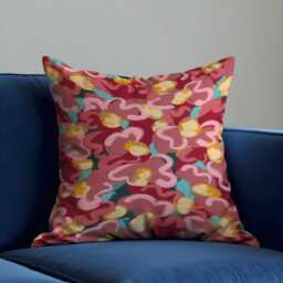 Bold Painted Floral Cushion Cover, Expressive Brushstroke Pillowcase in Pink & Red Tones, Artistic Decorative Living Room & Bedroom Accent - thumbnail 3