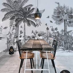 Safari Removable Wallpaper, Peel & Stick Tropical Wall Mural, Black White Art, Repositionable Wallpaper, Safari, Jungle #52 - thumbnail 2