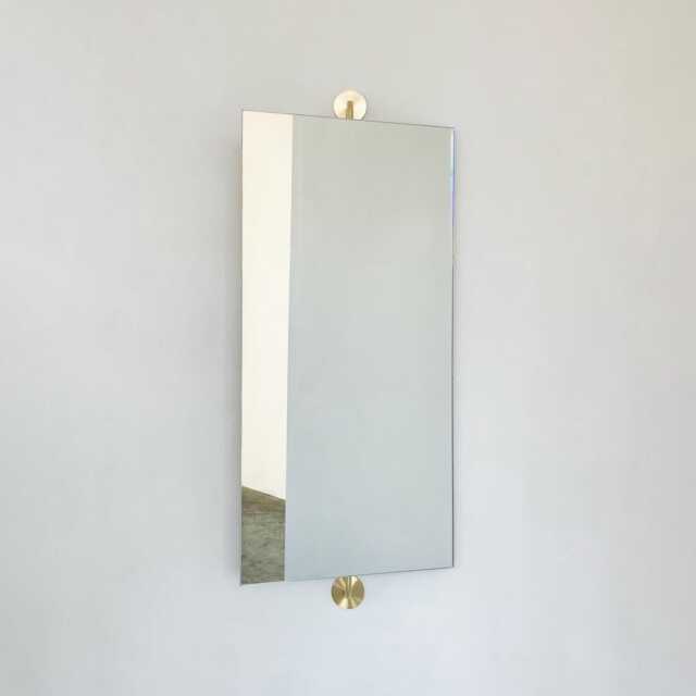 Vorso??? Wall Attached Rotating Rectangular Mirror With Brushed Brass Backing - image 1