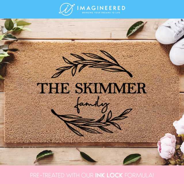 Custom Home Decor - Floral Vine Family Name Doormat Welcome Mat Personalized Housewarming Gift - image 1