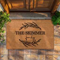 Custom Home Decor - Floral Vine Family Name Doormat Welcome Mat Personalized Housewarming Gift - thumbnail 3