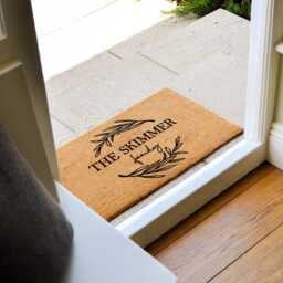 Custom Home Decor - Floral Vine Family Name Doormat Welcome Mat Personalized Housewarming Gift - thumbnail 2