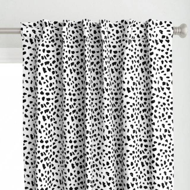 Black Curtain Panel - White Spots Dots Abstract Geometric Dalmation Dog Custom Dalmatian By Littlesmilemakers - image 1