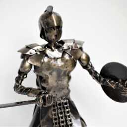 Gladiator Metal Sculpture, Handmade Recycled Steel Art, Warrior Figurine, Collectible Sculpture Gift - thumbnail 4