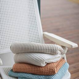 Waffle Linen Towel Set in Creamy White Body, Hand & Face Waffle Towels. Linen Bath Towels - thumbnail 4