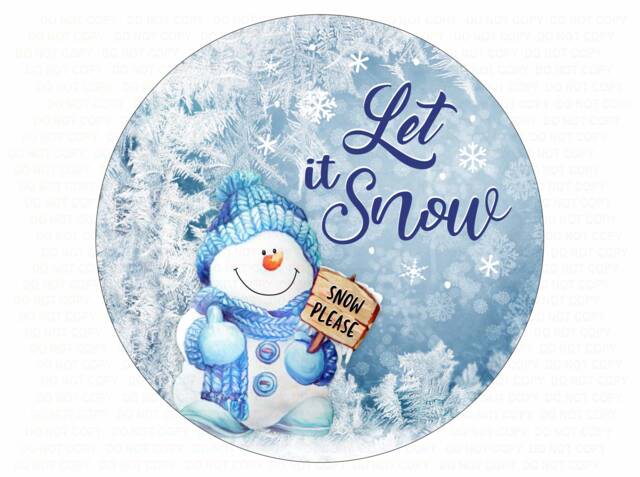 Let It Snow Wreath Sign, Christmas Snowman Merry Xmas Wreath, Metal Sign UK - image 1