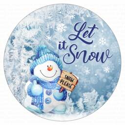 Let It Snow Wreath Sign, Christmas Snowman Merry Xmas Wreath, Metal Sign UK - thumbnail 3