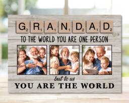 Grandparent Gift On Mothers Day, Grandad From Kids, Custom Photo Frame Woodblock, Bespoke For Grandad