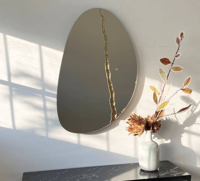 Fracture??? - Contemporary ??rregular Mirror With Brass Detailed, Hand Crafted, Aesthetic - image 1