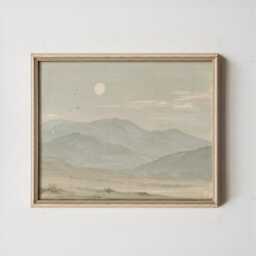 Minimal Mountain Landscape Poster, Neutral Paper Wall Art - thumbnail 2