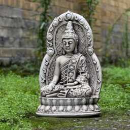 Unique Ornate Buddha Figurine Sacred Garden Decor Outdoor Meditation Sculpture Intricate Cement Zen Yard Art Japanese Ornament Gift - thumbnail 3