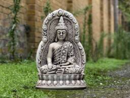 Unique Ornate Buddha Figurine Sacred Garden Decor Outdoor Meditation Sculpture Intricate Cement Zen Yard Art Japanese Ornament Gift - thumbnail 1