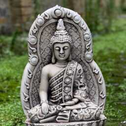 Unique Ornate Buddha Figurine Sacred Garden Decor Outdoor Meditation Sculpture Intricate Cement Zen Yard Art Japanese Ornament Gift - thumbnail 2