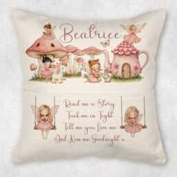 Personalised Pink Fairy Book Pocket Pillow - Custom Name Cushion -Bedroom D??cor Storytime Gift - Lovers - thumbnail 2