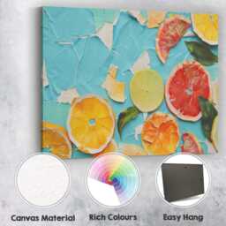 Abstract Cracked Citrus Collage Mixed Fruit Canvas Wall Art Print Decor Picture Ready To Hang - thumbnail 2