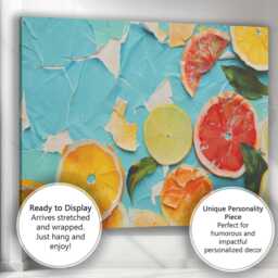 Abstract Cracked Citrus Collage Mixed Fruit Canvas Wall Art Print Decor Picture Ready To Hang - thumbnail 3