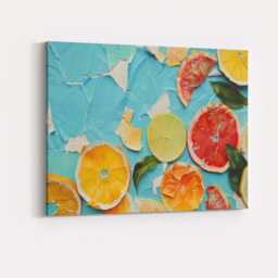 Abstract Cracked Citrus Collage Mixed Fruit Canvas Wall Art Print Decor Picture Ready To Hang - thumbnail 4