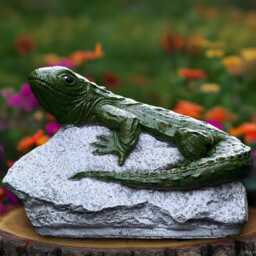 Concrete Lizard Statue Stone Reptile Sculpture Cement Animal Decoration Handmade Figurine Front Door Lizard Lover Gift - thumbnail 1
