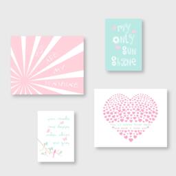 Baby Girl Nursery Decor, You Are My Sunshine, Set Of 4 Prints Or Canvas, Kids Wall Art in Aqua, Pink, Beige By Yassisplace - thumbnail 1