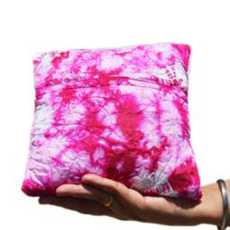 Tie & Dye Silk Accent Pillow Cover - Throw Pin Cushion Ring Decorative Handmade - Mini 8 - thumbnail 3