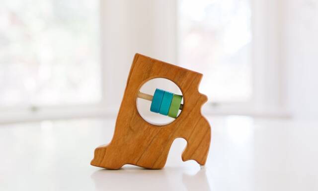 Rhode Island State Baby Rattle Modern Wooden Toy - image 1