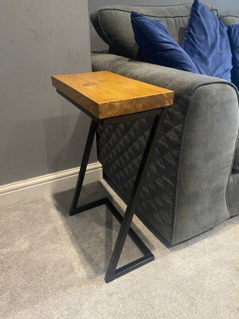 Reclaimed Wood Sofa Table , Steel Frame Side - image 1