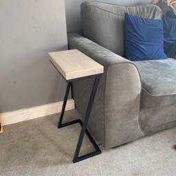 Reclaimed Wood Sofa Table , Steel Frame Side - thumbnail 3