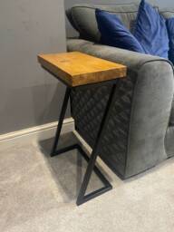 Reclaimed Wood Sofa Table , Steel Frame Side - thumbnail 1