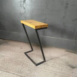 Reclaimed Wood Sofa Table , Steel Frame Side - thumbnail 2