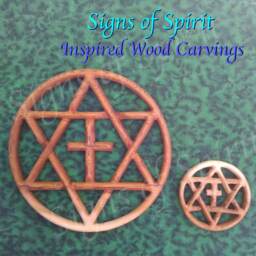 Encircled Messianic Star Wood Carving Home Decor For Jewish Christian Families, Of David With Cross Wall Hanging - thumbnail 1