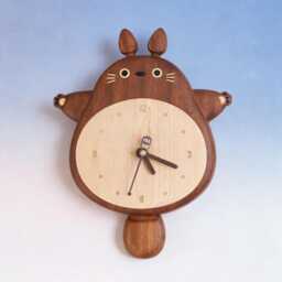 Totoro Wooden Wall Clock, Swinging Tail Pendulum Studio Ghibli Inspired Nursery Decor, Fan Gift, Gift For Kids - thumbnail 2