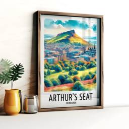 Arthur's Seat Travel Print - Watercolour Poster Design - Wall Artwork Edinburgh UK Gifts Home Decor Art Gift Scotland Picture - thumbnail 3