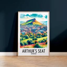 Arthur's Seat Travel Print - Watercolour Poster Design - Wall Artwork Edinburgh UK Gifts Home Decor Art Gift Scotland Picture - thumbnail 2