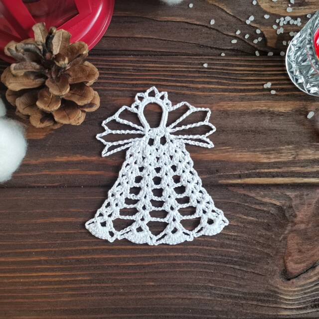 Hand Crocheted Cotton Angel Christmas Tree Ornament, Made To Order - image 1