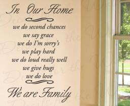 In Our Home We Do Second Chance Say Grace Im Sorrys Love Family Wall Decal Quote Vinyl Sticker Art Lettering Decor Decoration F70 - thumbnail 1