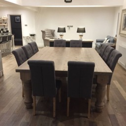 Extra Large 10 - 12 Seater Farmhouse Dining Table. Chatsworth Thick Solid Rustic Pine Wood Top. 8Ft X 5Ft With Weathered Wood Finish - thumbnail 2
