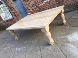 Extra Large 10 - 12 Seater Farmhouse Dining Table. Chatsworth Thick Solid Rustic Pine Wood Top. 8Ft X 5Ft With Weathered Wood Finish