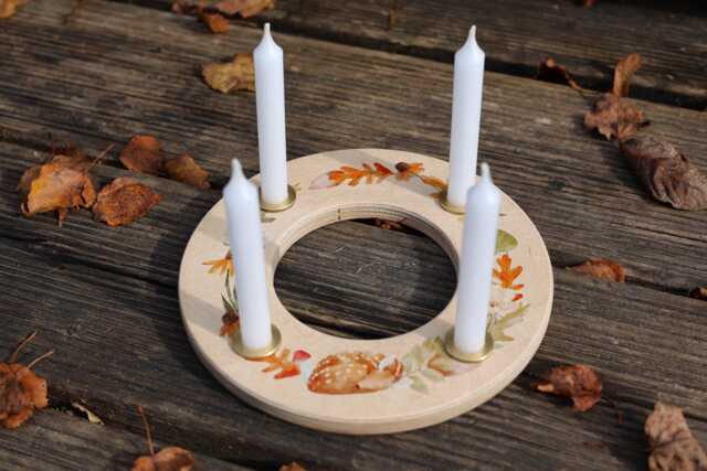 Autumn Candle Holder, Autumn Decorative Holder Decoration, Wooden Fall Decor - image 1
