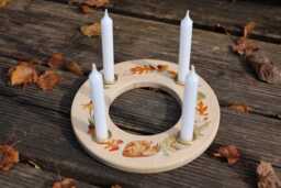Autumn Candle Holder, Autumn Decorative Holder Decoration, Wooden Fall Decor - thumbnail 1