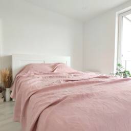 Linen Bedspread For Queen King Twin Beds - Bed Slip Cover Slipcover Top Sheet Bedding - thumbnail 2