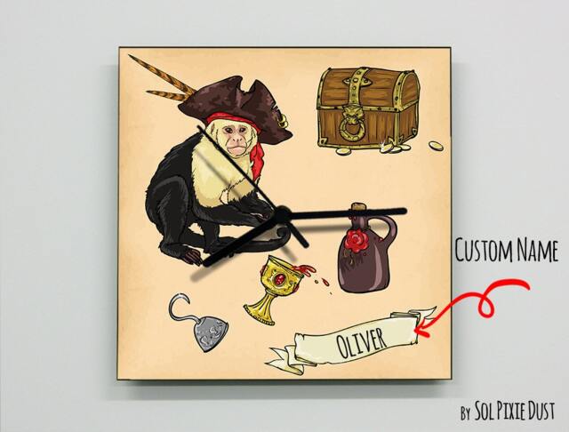 Custom Name Pirates, Wall Clock - Kids Nursery Room, Teens Baby Room - image 1
