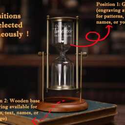 Custom Engraving Vintage Crown Rotatable Hourglass -Wood & Metal Empty Refillable Sand Clock - Wedding Ceremony Unity Anniversary Gift - thumbnail 2