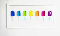 Colourful Rainbow Popsicle Resin Wall Art 7 3D Framed Lollies Ice Pop Decor - thumbnail 1