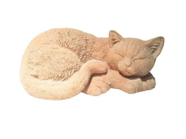 Cat Statue, Sleeping Cat Statue, Cat, Pottery Garden Decor, Terracotta Clay Outdoor Pottery Bisque - image 1