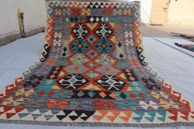 4'1x6 Ft Afghan New Chubi Kilim Flatweave Rug, Tribal Maimana Turkmen Oriental Brand Kilim, Rug For Bedroom, Living Room Rug - image 1