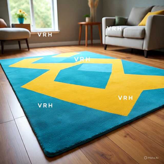 Hand Tufted Wool Area Rug, Gold & Blue Geometric Design, 5x8 - image 1