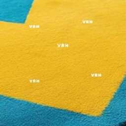 Hand Tufted Wool Area Rug, Gold & Blue Geometric Design, 5x8 - thumbnail 2
